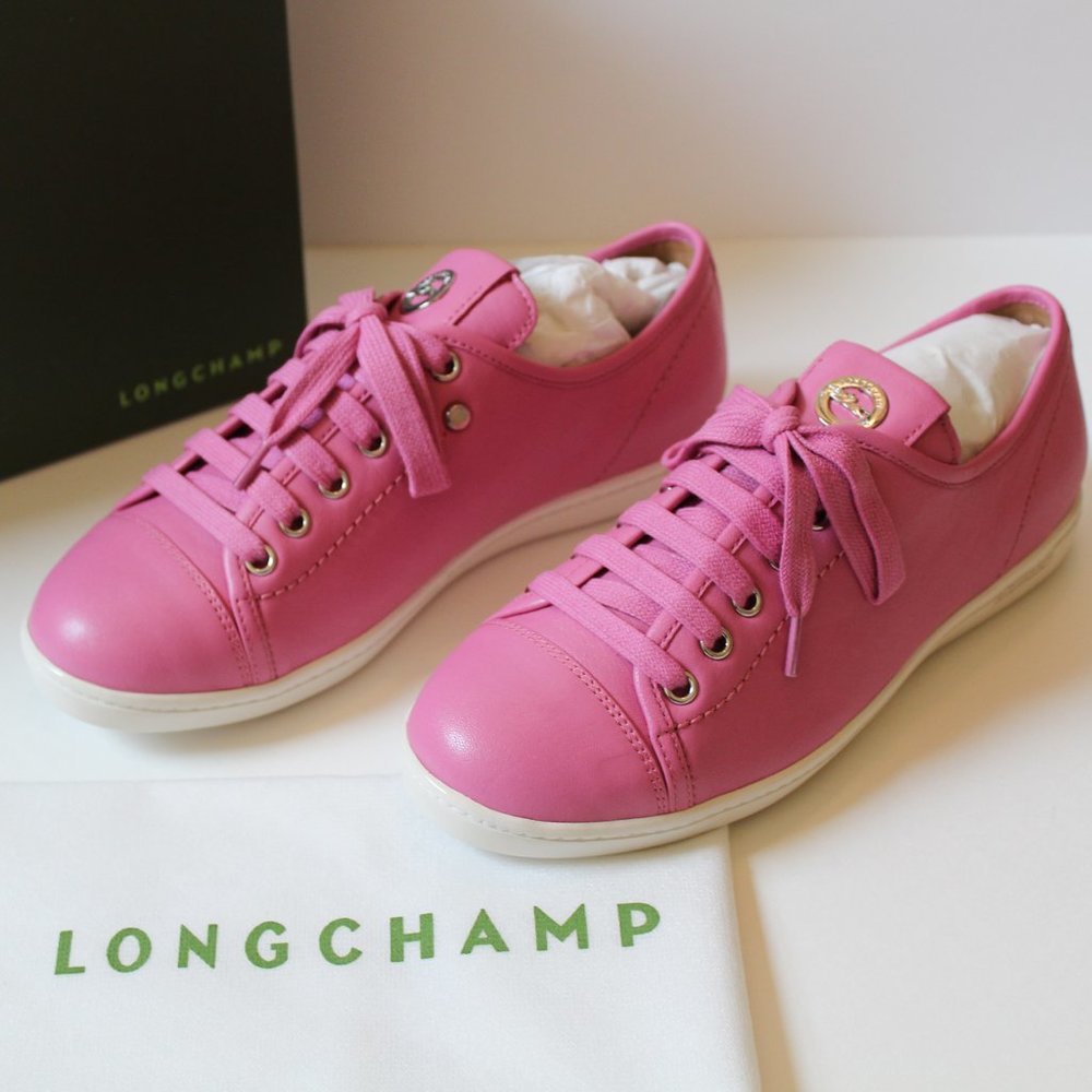NEW Authentic Longchamp Le Pliage Leather sneakers- Pink